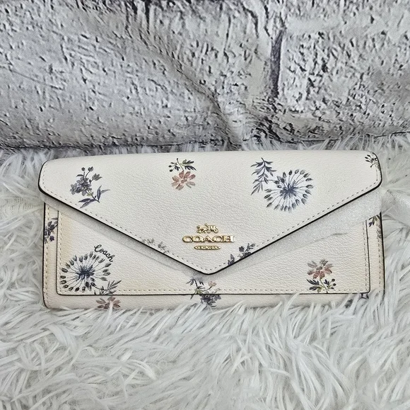 Coach Floral Pastel White And Gold Wallet - Picture 2 of 9